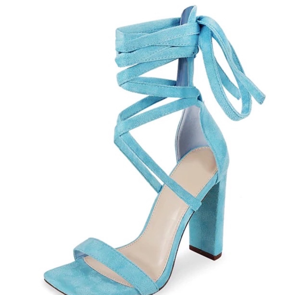 Powder Blue Tie Up Heels Brand New